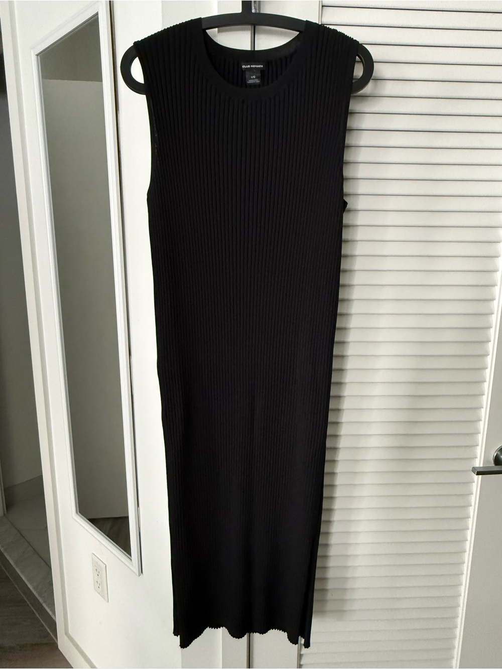 NEW Club Monaco Black Ribbed Sleeveless Midi Dress